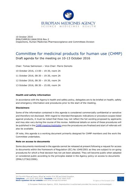 You are currently viewing Agenda – CHMP agenda of the 12-15 October 2020 meeting